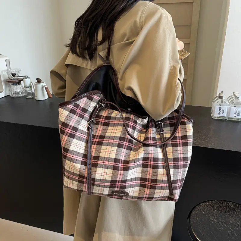 Plaid Women's Shoulder Tote Bag 2024 New Arrival - Image 5
