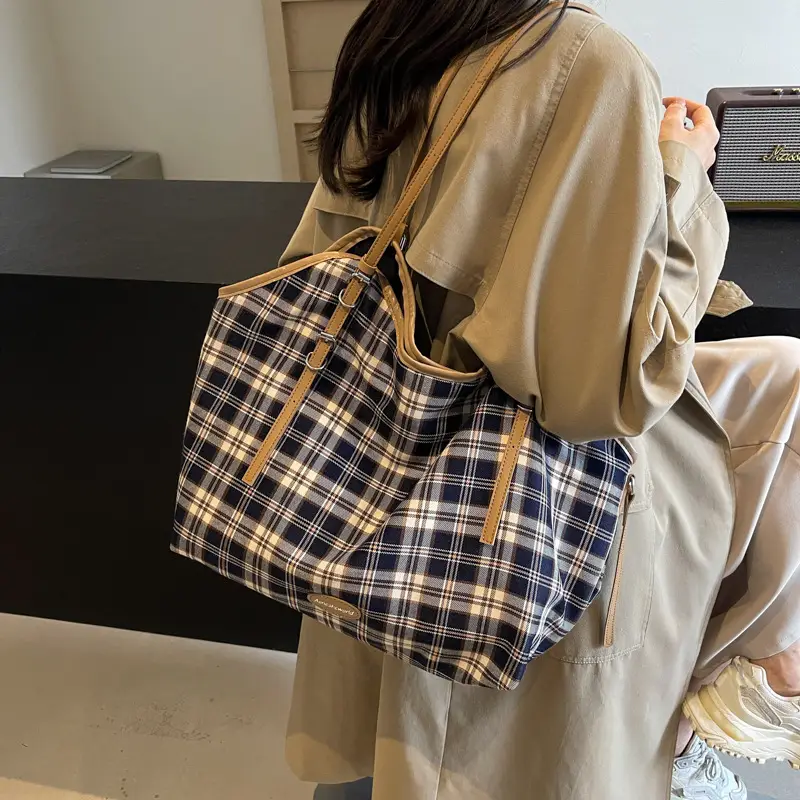 Plaid Women's Shoulder Tote Bag 2024 New Arrival - Image 6