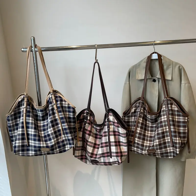 Plaid Women's Shoulder Tote Bag 2024 New Arrival - Image 7