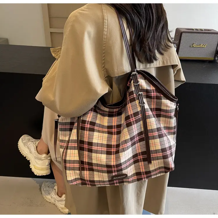 Plaid Women's Shoulder Tote Bag 2024 New Arrival — feature 24
