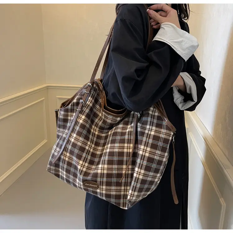 Plaid Women's Shoulder Tote Bag 2024 New Arrival — feature 30