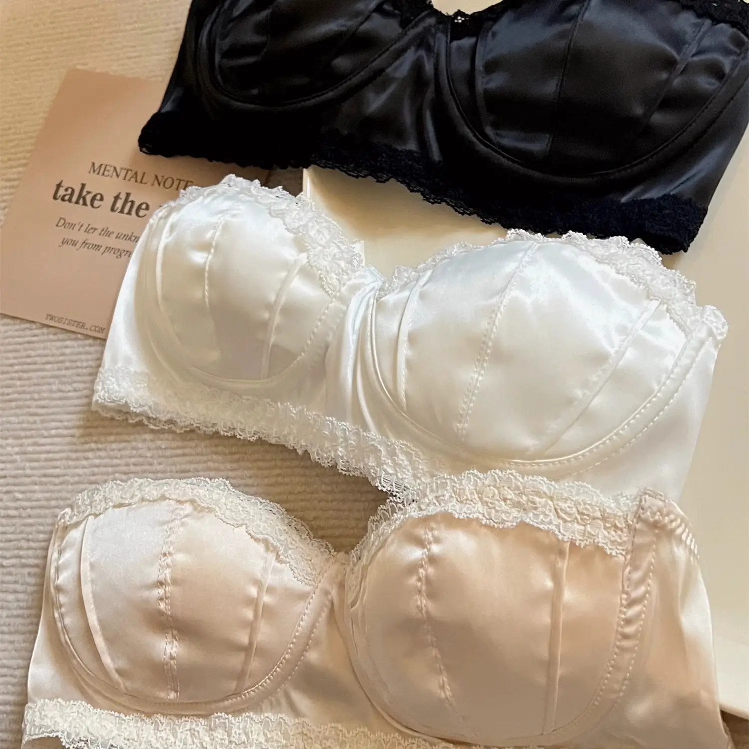 New Style Pure French Satin Shell Cup Underwear Women's Summer No Steel Ring No Mark Small Chest Push-up Women's Bra — feature 11