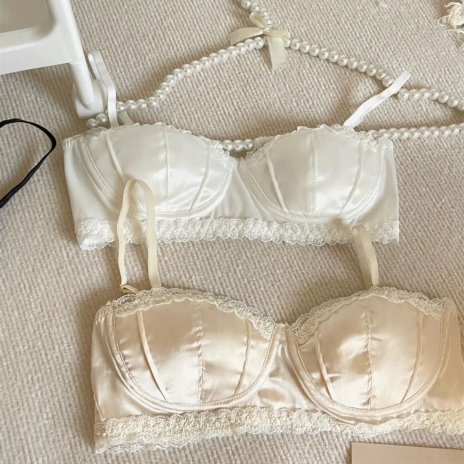New Style Pure French Satin Shell Cup Underwear Women's Summer No Steel Ring No Mark Small Chest Push-up Women's Bra — feature 14