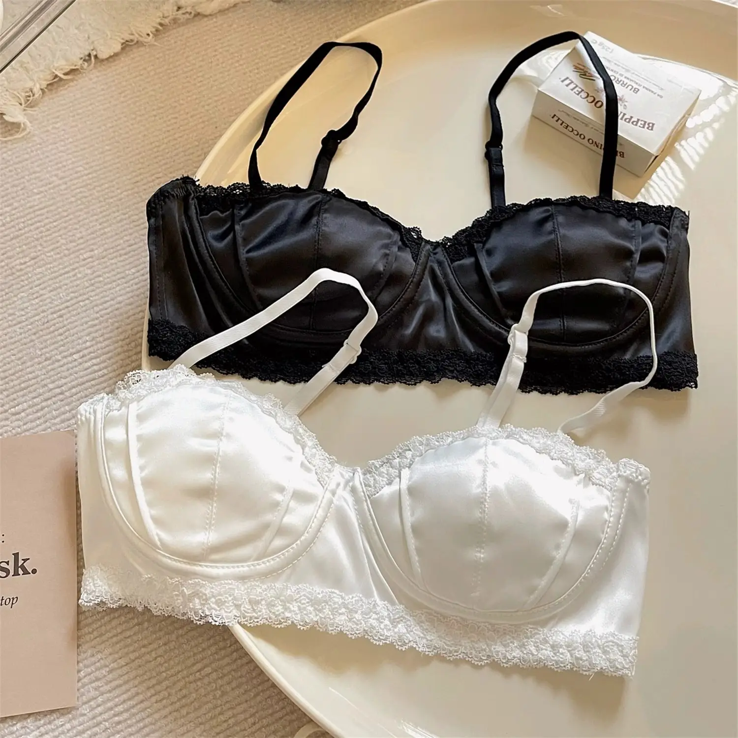 New Style Pure French Satin Shell Cup Underwear Women's Summer No Steel Ring No Mark Small Chest Push-up Women's Bra — feature 3