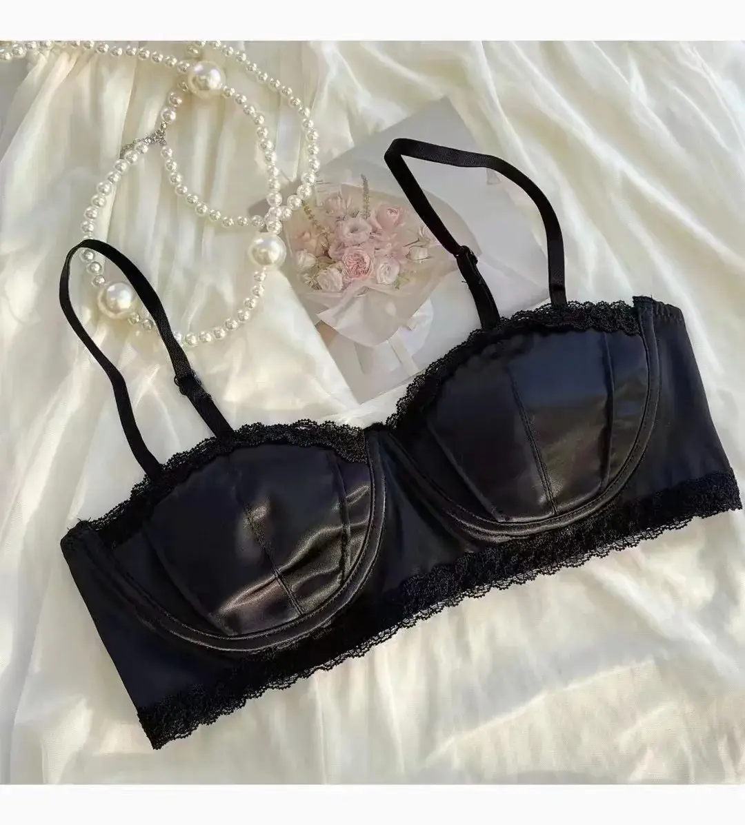 New Style Pure French Satin Shell Cup Underwear Women's Summer No Steel Ring No Mark Small Chest Push-up Women's Bra