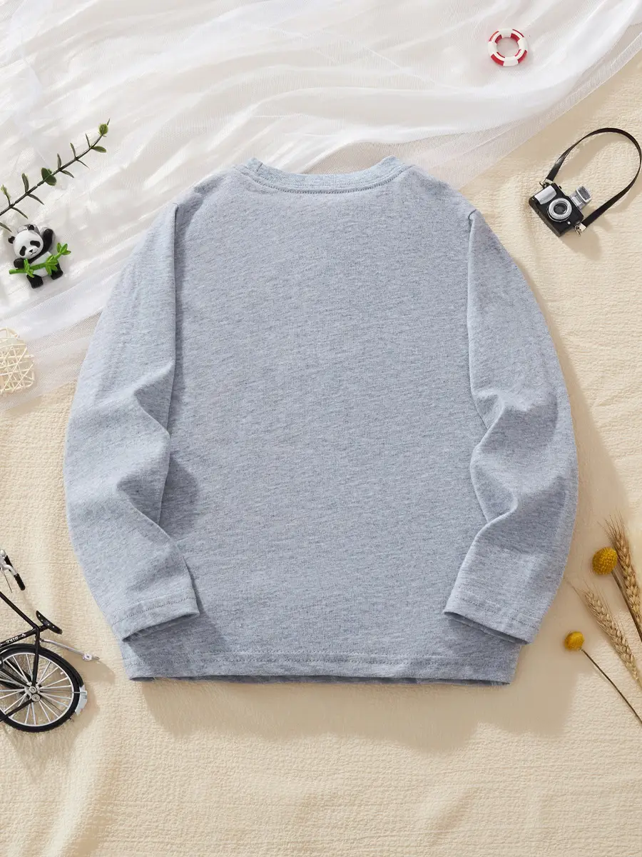 Nealgodon Shark Long Sleeve T-Shirt Gray Boys - Image 4