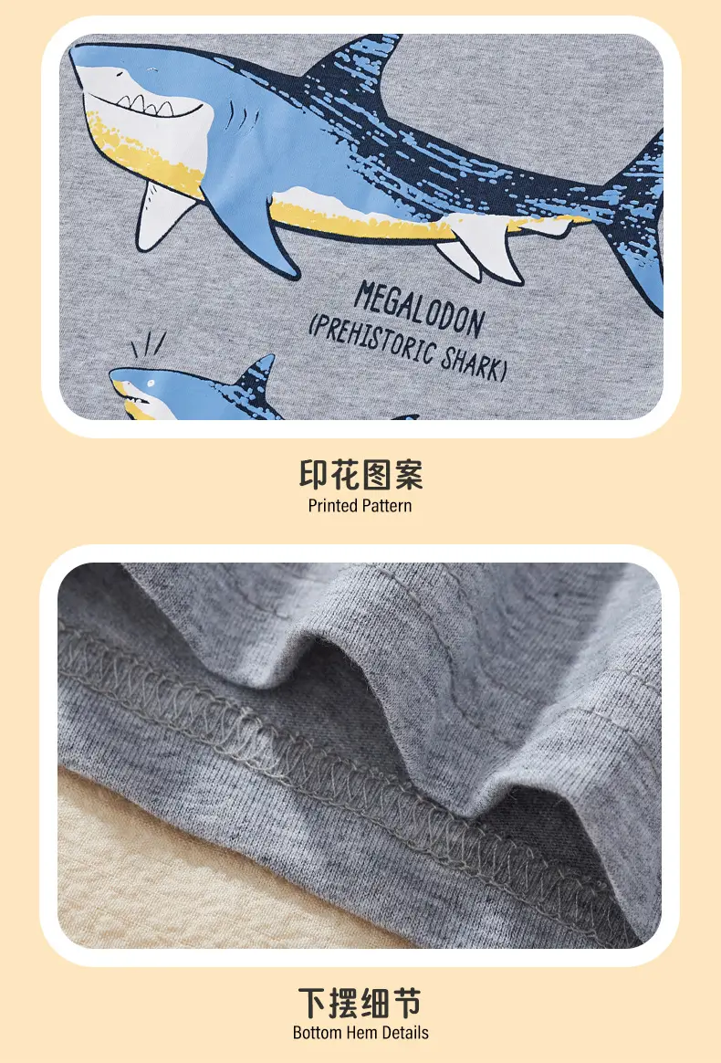 Nealgodon Shark Long Sleeve T-Shirt Gray Boys — feature 10