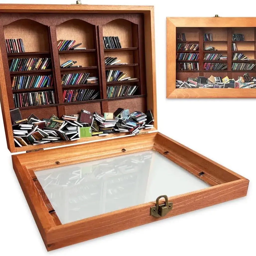 Wooden Bookshelf with Glass Cover for Home Decor - Image 5