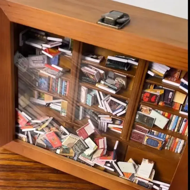 Wooden Bookshelf with Glass Cover for Home Decor - Image 7