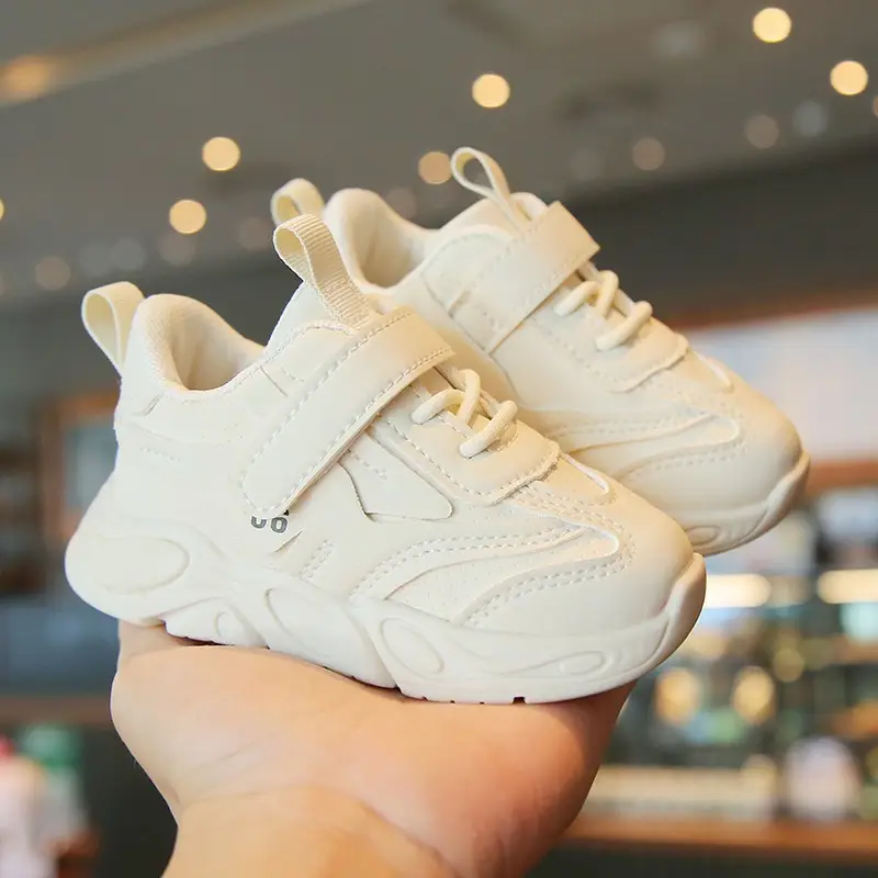 White Soft Sole Kids Sneakers for Boys Girls