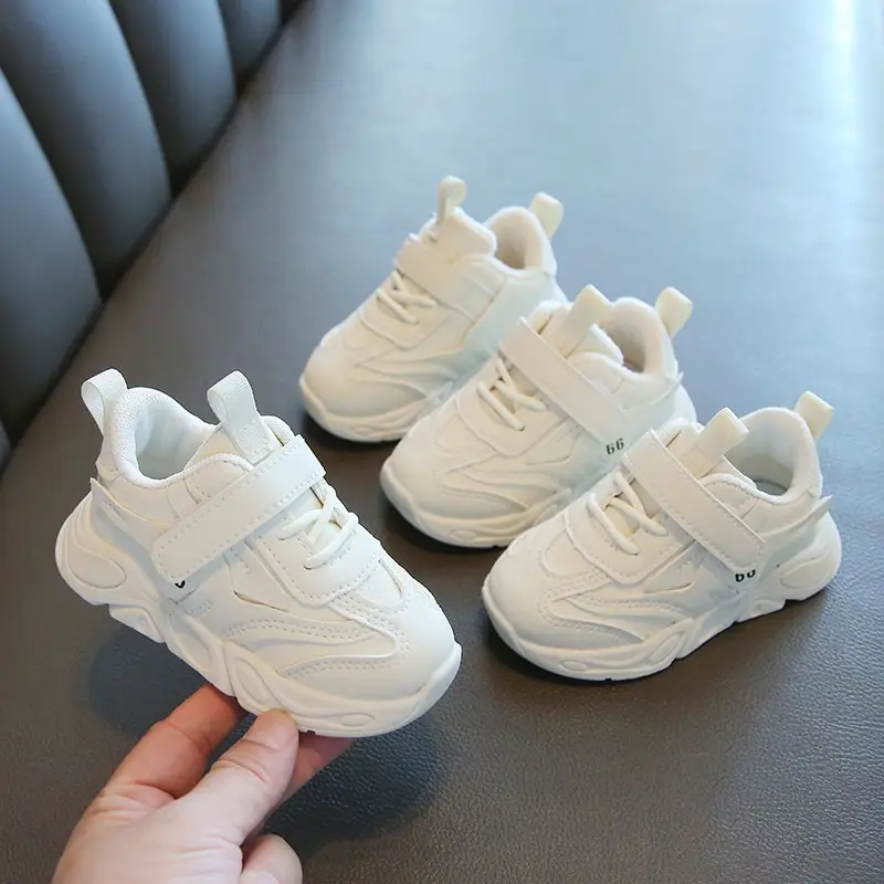 White Soft Sole Kids Sneakers for Boys Girls