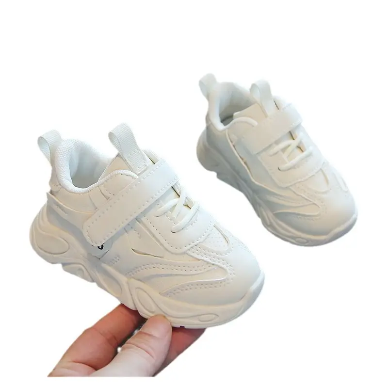 White Soft Sole Kids Sneakers for Boys Girls