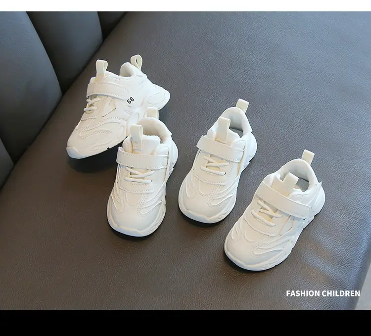 White Soft Sole Kids Sneakers for Boys Girls — feature 4