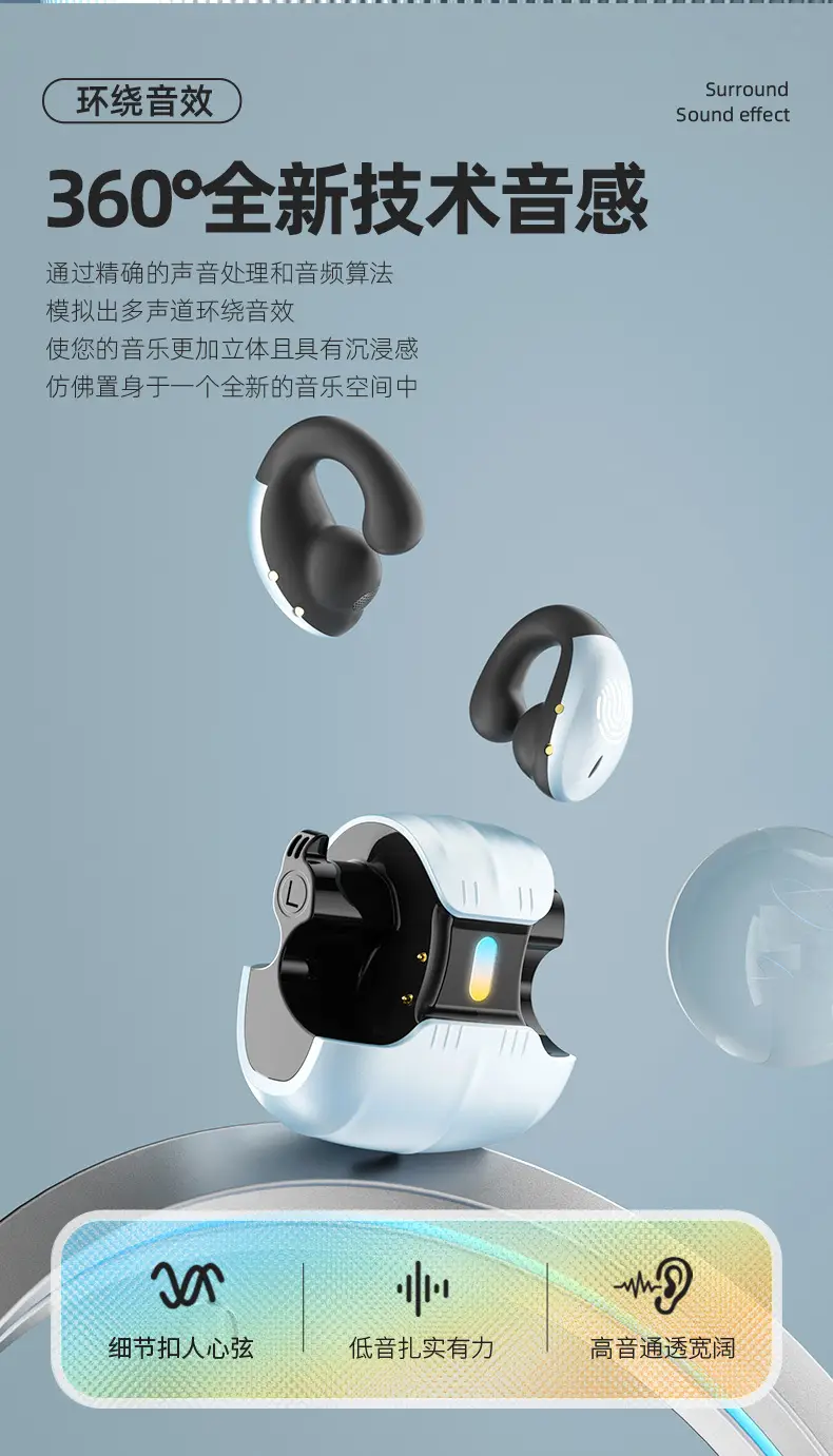 New As01 Ear Clip Bluetooth Headset Open-Type Wireless Bone Conduction Headset Non-In-Ear Over-Ear Type 2025 Headset — feature 10