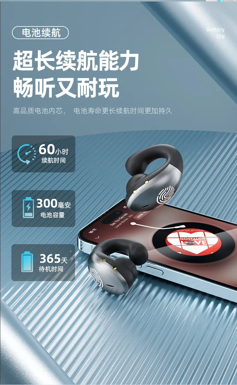 New As01 Ear Clip Bluetooth Headset Open-Type Wireless Bone Conduction Headset Non-In-Ear Over-Ear Type 2025 Headset — feature 11