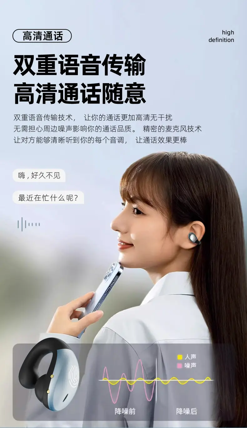 New As01 Ear Clip Bluetooth Headset Open-Type Wireless Bone Conduction Headset Non-In-Ear Over-Ear Type 2025 Headset — feature 12
