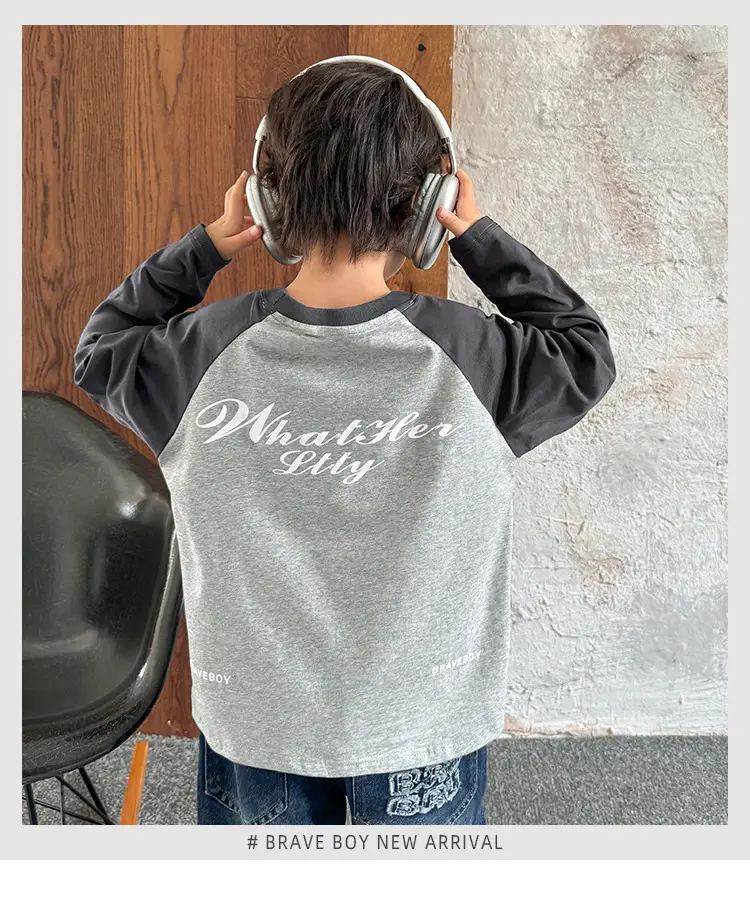 Haima Boys Raglan Sleeve T-Shirt Grey 1980s — feature 2