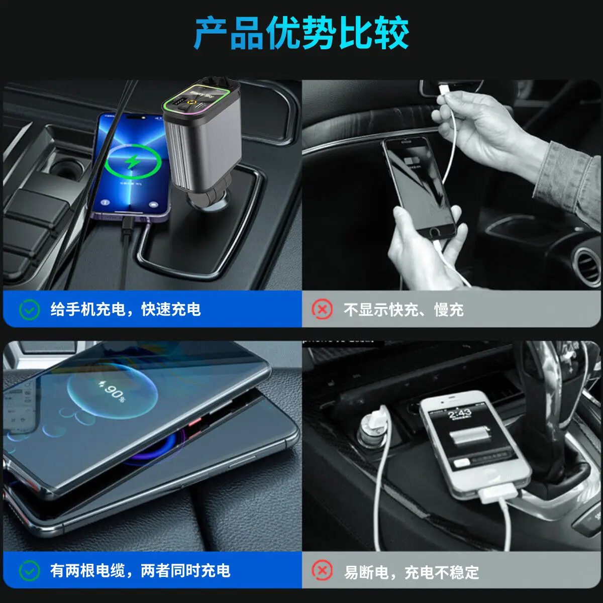 New Car Charger with Starry Sky Lamp & 4-in-1 Function - Image 5