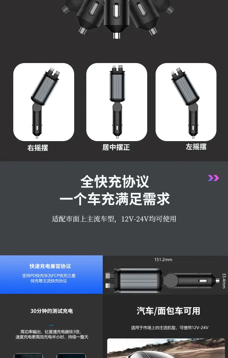 New Car Charger with Starry Sky Lamp & 4-in-1 Function — feature 8