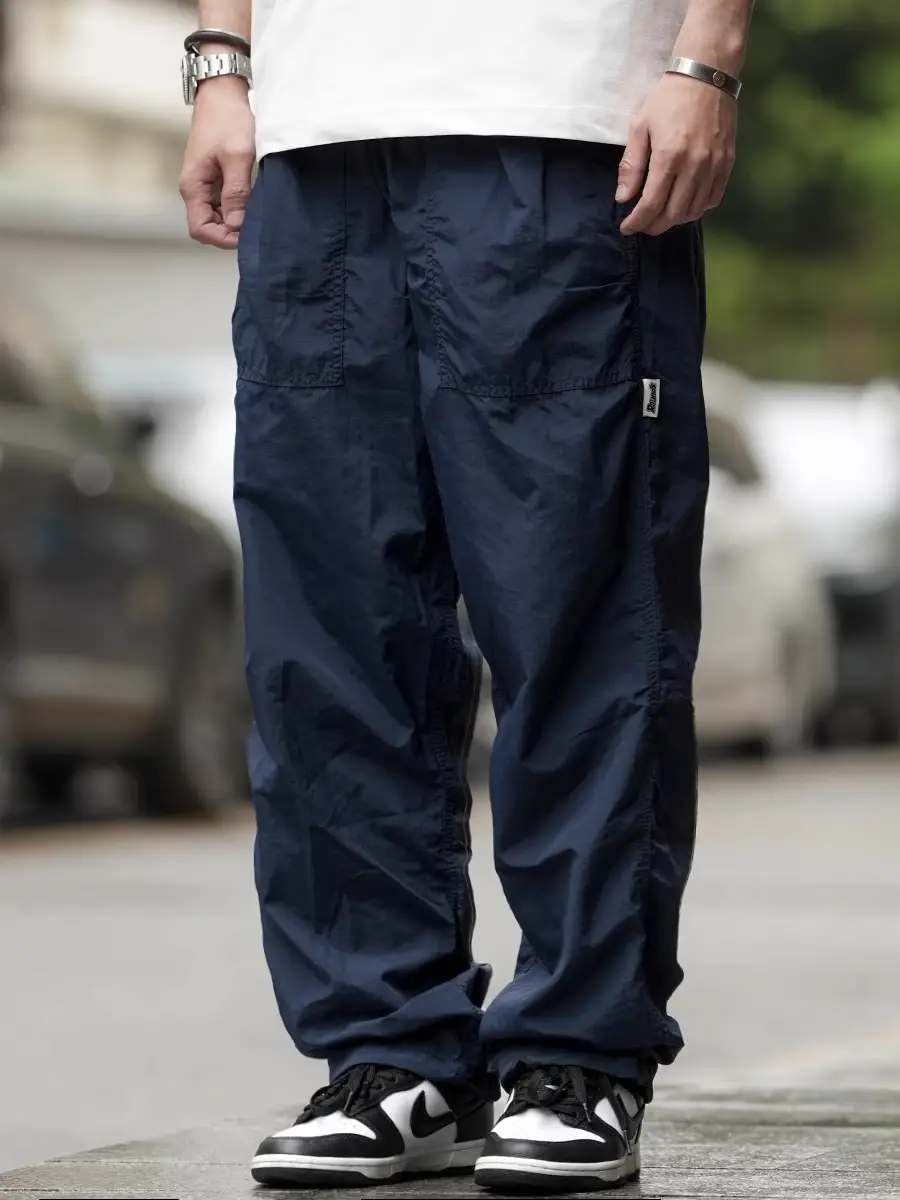 Men Navy Blue 2024 Paratrooper Pants Loose Fit