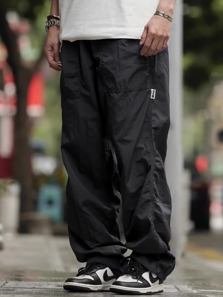 Men Navy Blue 2024 Paratrooper Pants Loose Fit