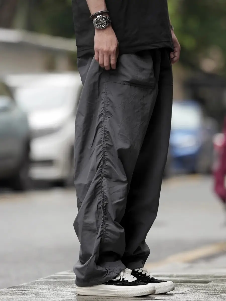 Men Navy Blue 2024 Paratrooper Pants Loose Fit