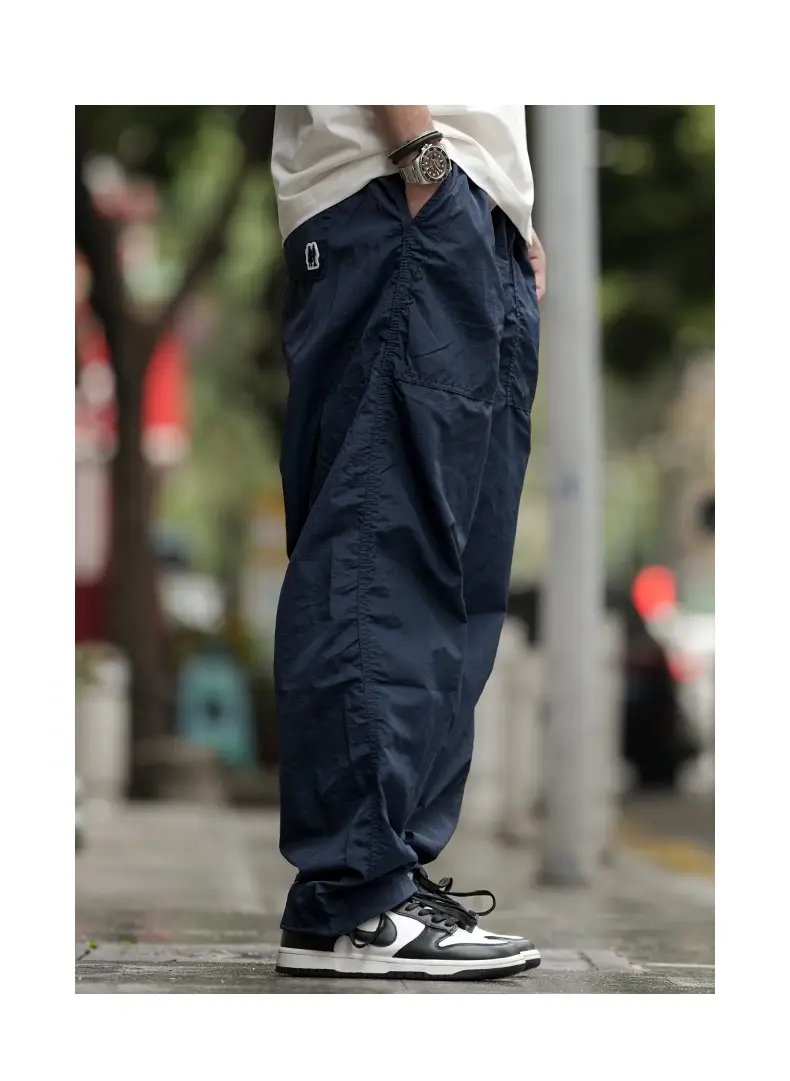Men Navy Blue 2024 Paratrooper Pants Loose Fit — feature 10