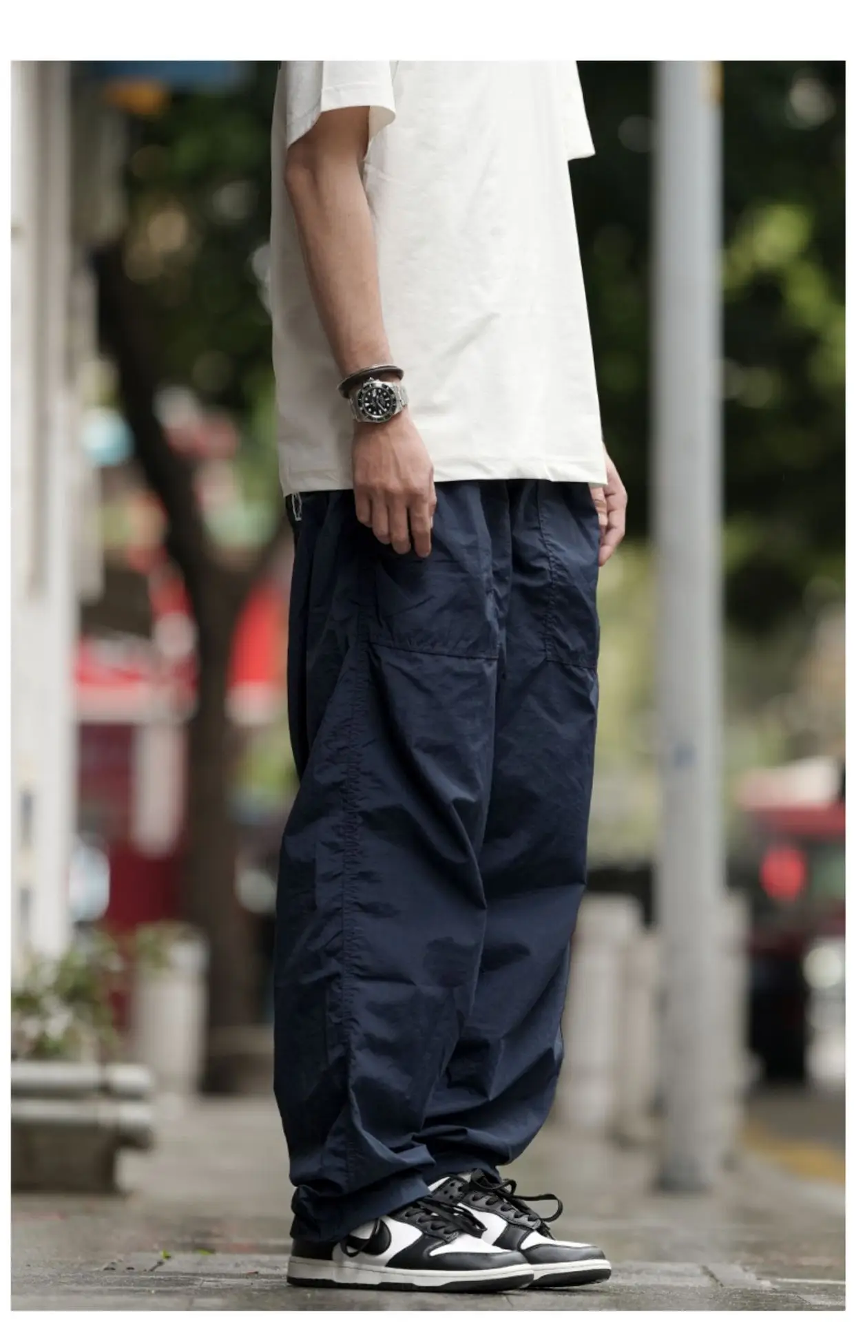 Men Navy Blue 2024 Paratrooper Pants Loose Fit — feature 2