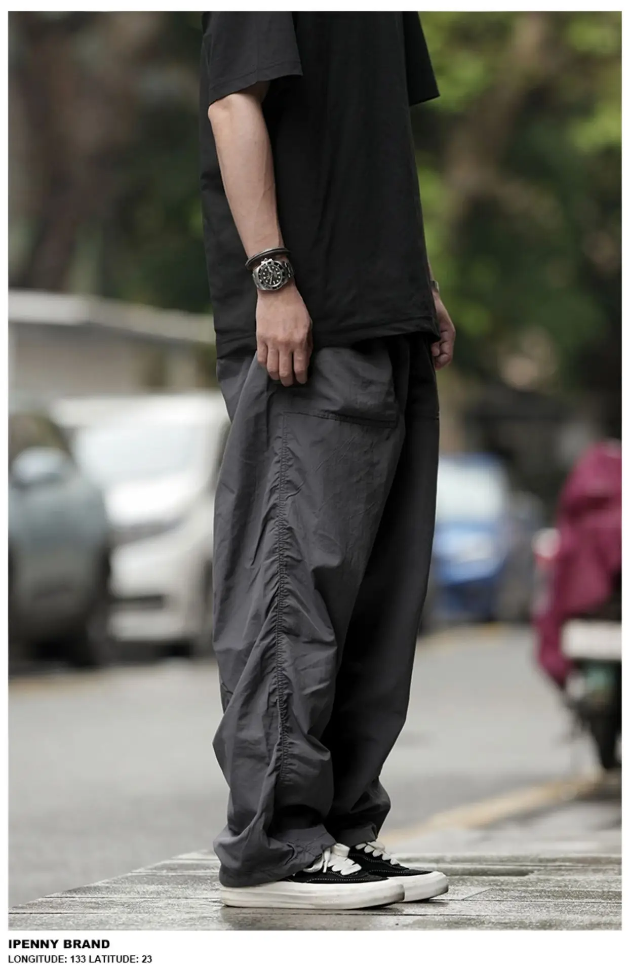 Men Navy Blue 2024 Paratrooper Pants Loose Fit — feature 6