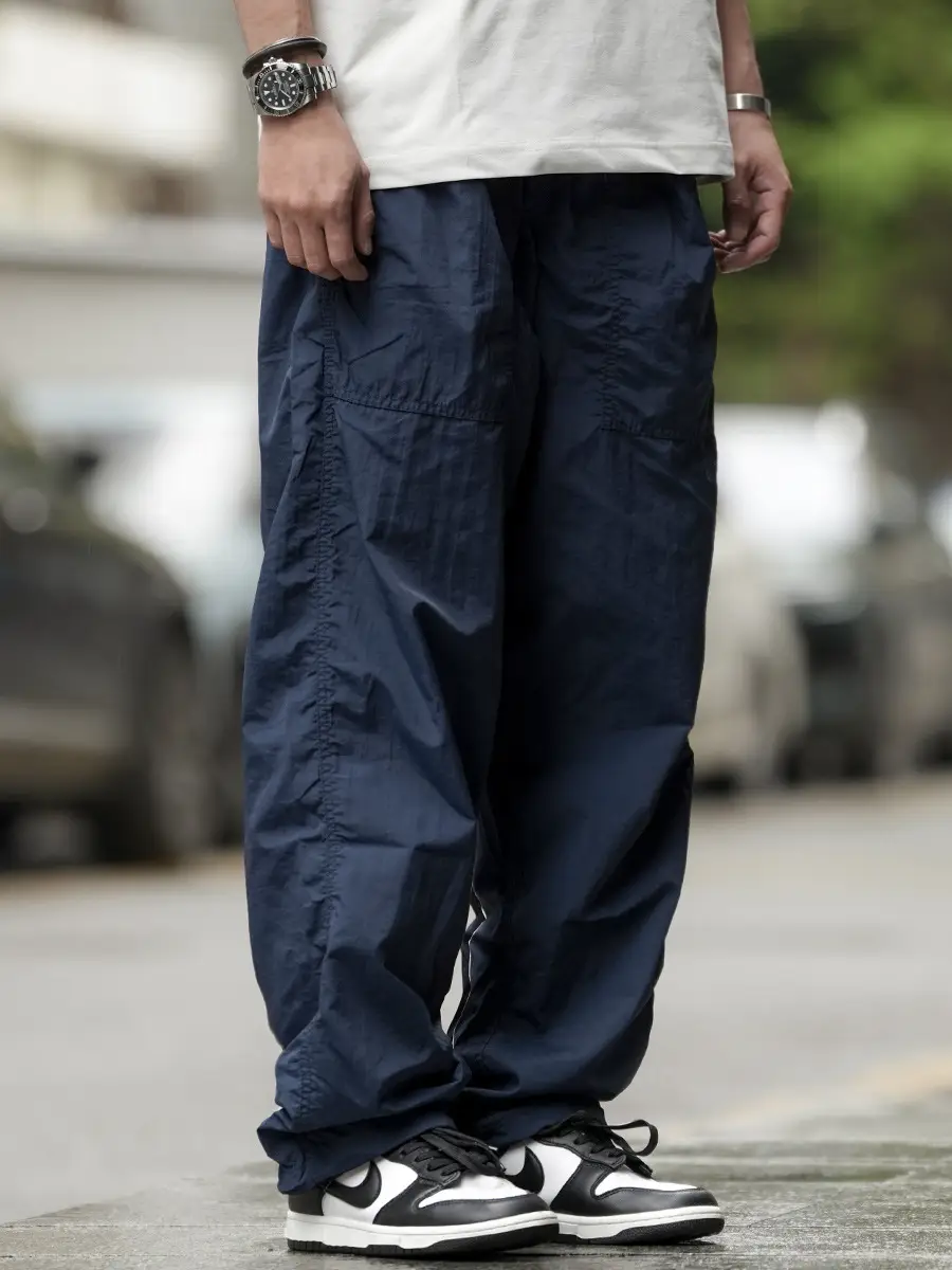 Men Navy Blue 2024 Paratrooper Pants Loose Fit