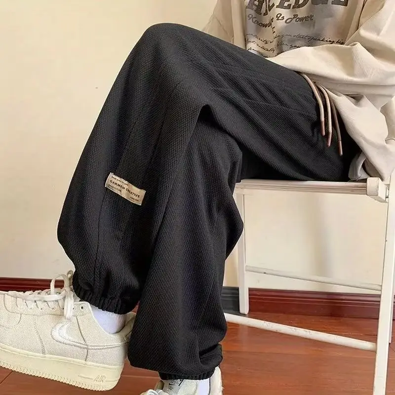 Men Grey Sweatpants 2024 Nine Point Strap