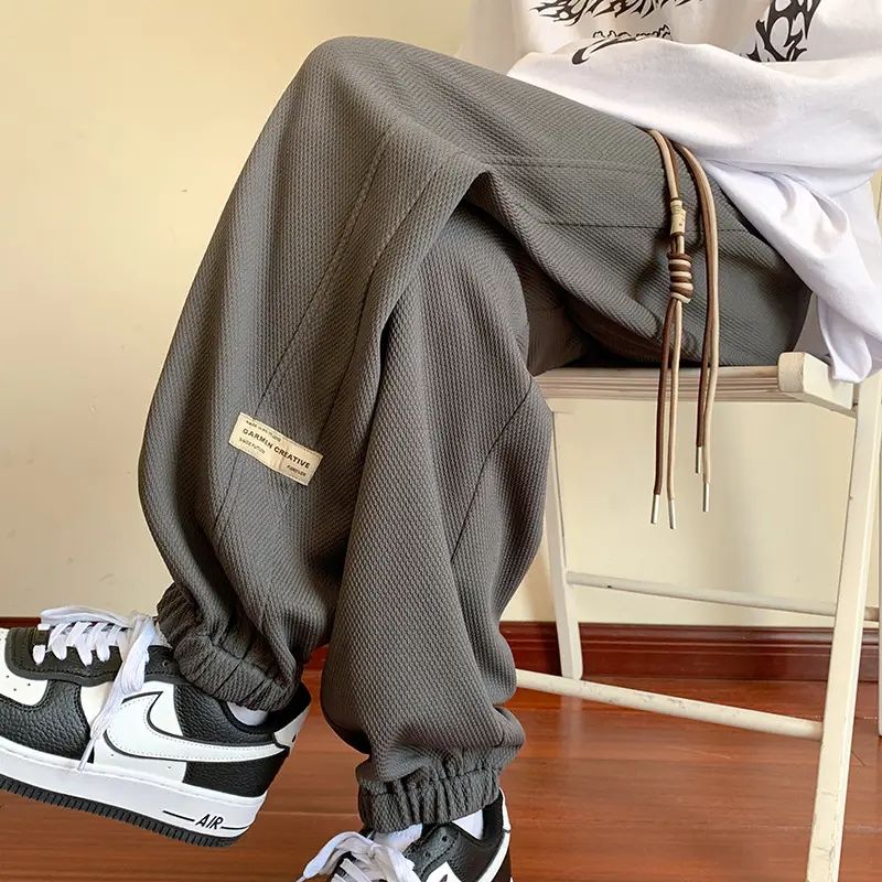 Men Grey Sweatpants 2024 Nine Point Strap
