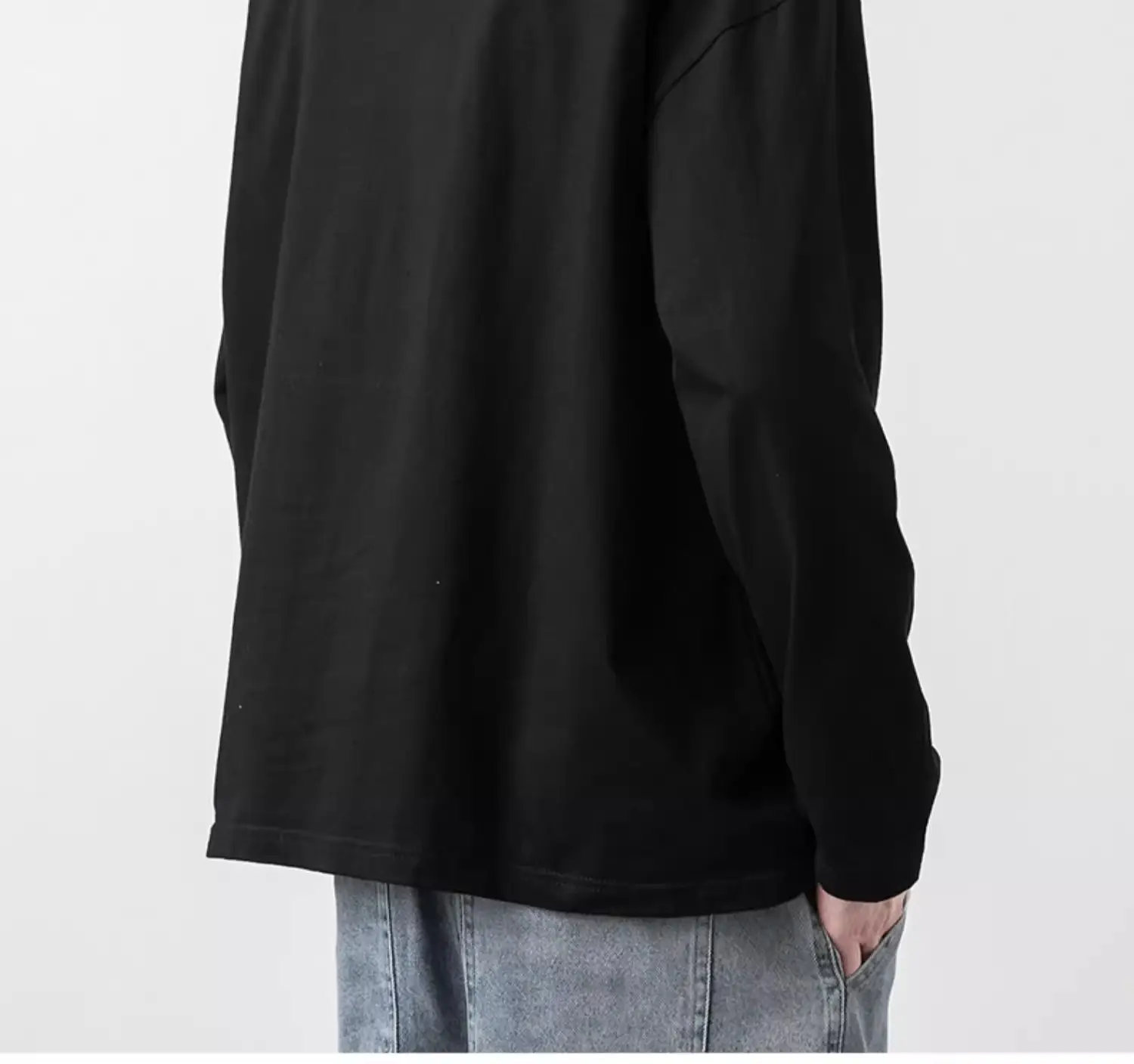Men White Long Sleeve Cotton T-Shirt Autumn Inner Jacket — feature 12