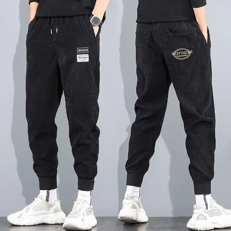 Men's Black Wool Warm Jogger Pants with Drawstring Waist - Image 7