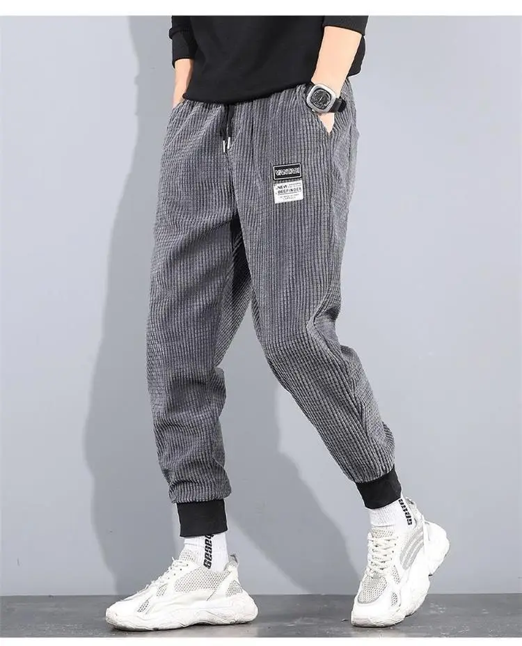 Men's Black Wool Warm Jogger Pants with Drawstring Waist — feature 10