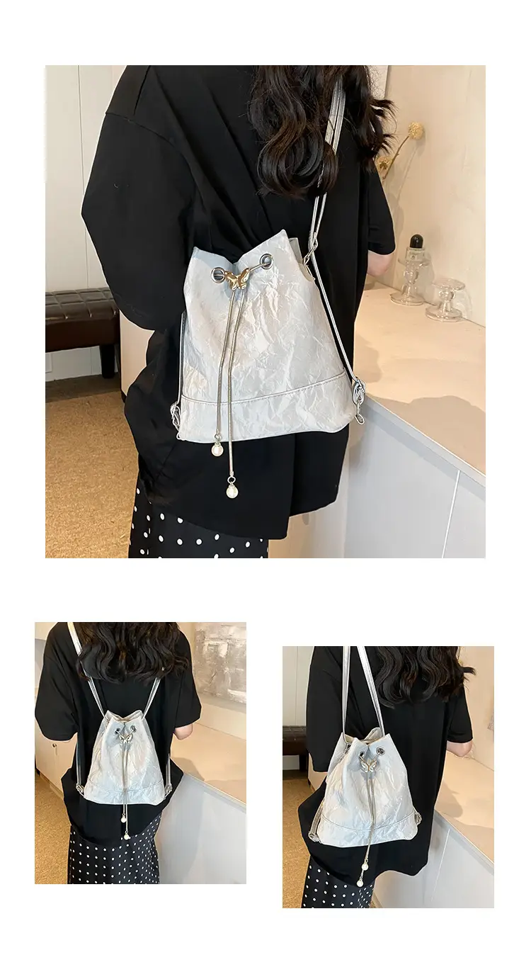 Women's New Texture Chain Shoulder Bag Green Beige — feature 25