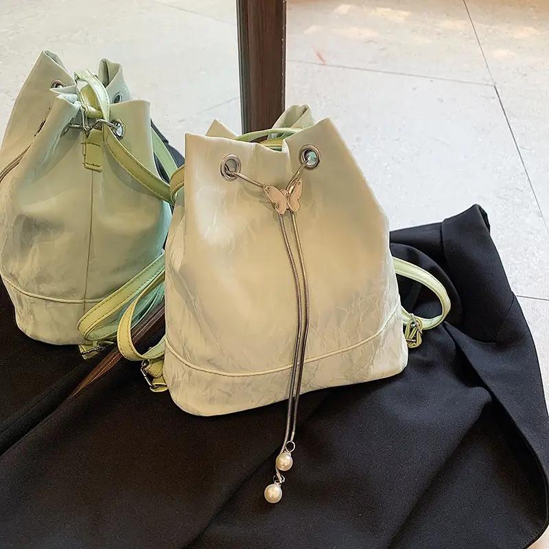 Women's New Texture Chain Shoulder Bag Green Beige