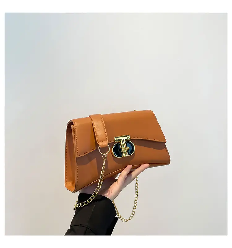 Retro Lock Chain Shoulder Bag Beige Gold - Image 5