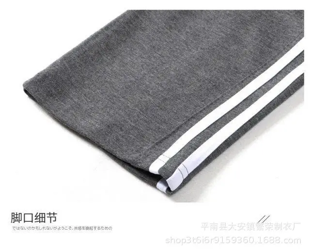 Men Grey 3-Stripe Sweatpants Loose Straight Leg — feature 14