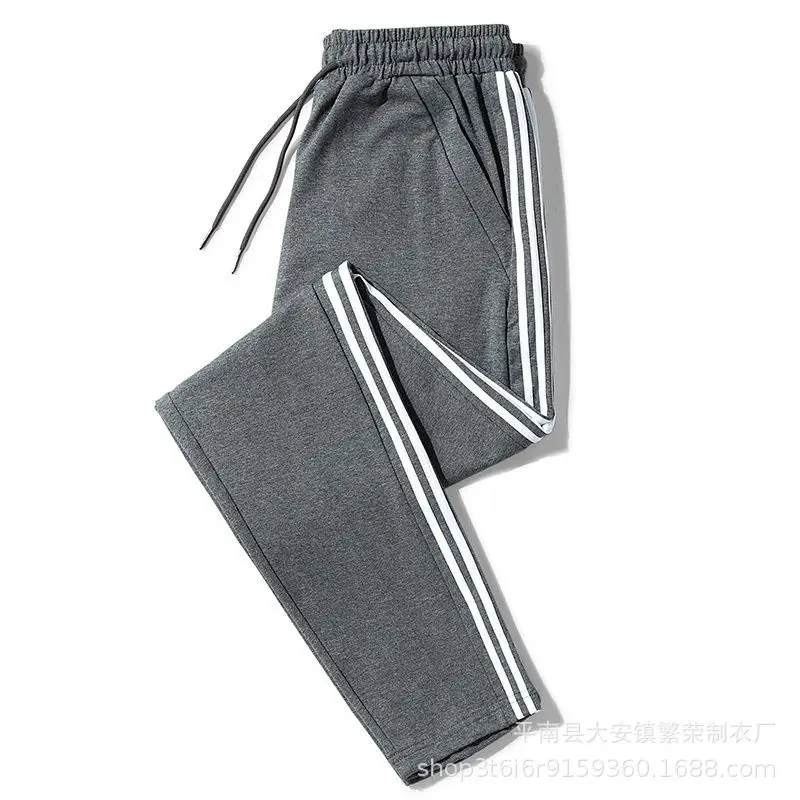 Men Grey 3-Stripe Sweatpants Loose Straight Leg — feature 3