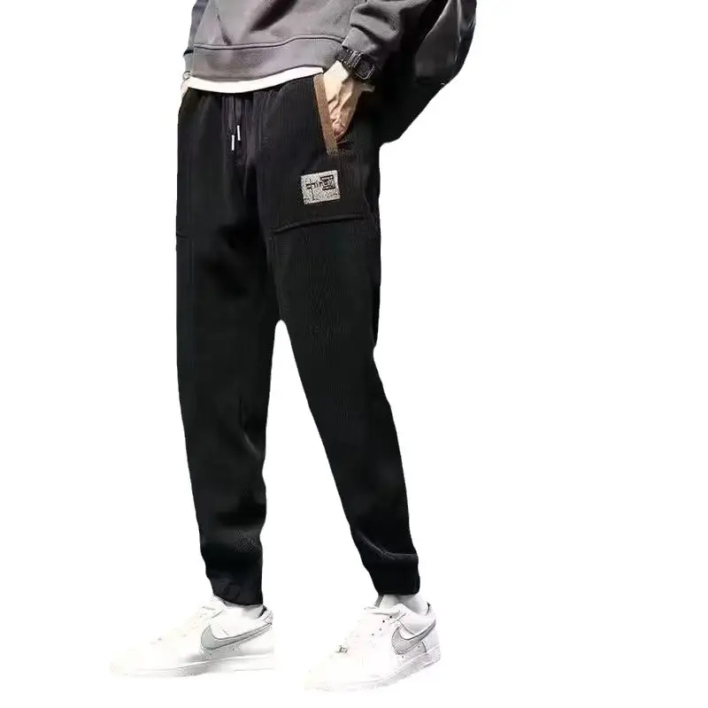 Men Fleece Lined Casual Pants Black Fall Winter - Image 9
