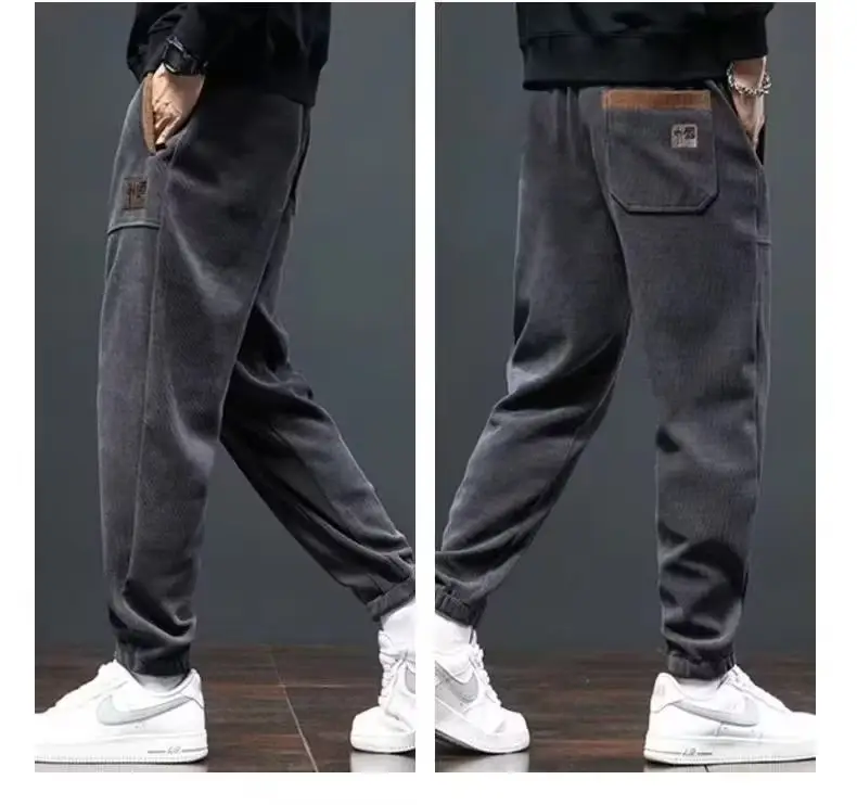 Men Fleece Lined Casual Pants Black Fall Winter — feature 12