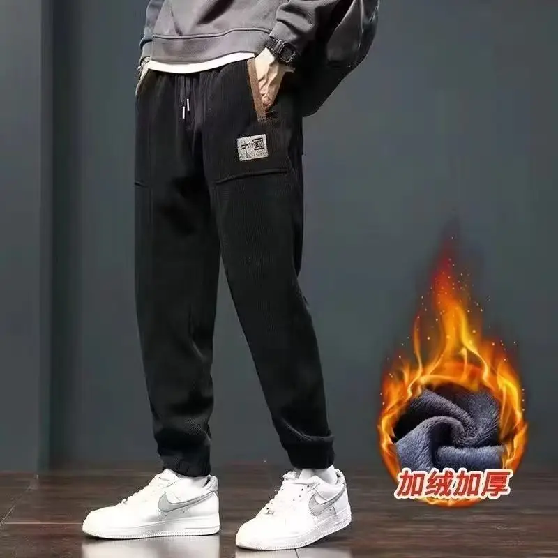 Men Fleece Lined Casual Pants Black Fall Winter — feature 15