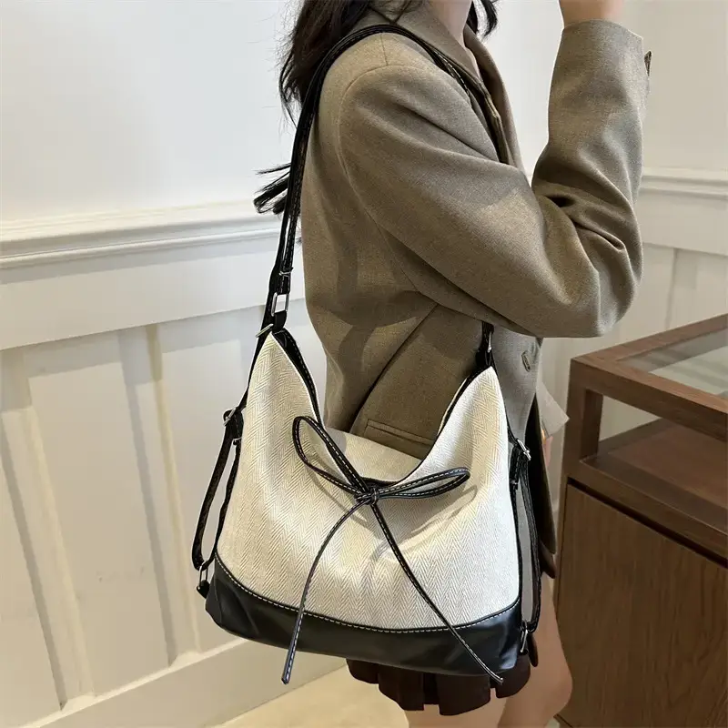 Women Canvas Shoulder Bag 2026 College Style