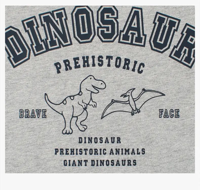 Big Dinosaur Kids Long Sleeve T-Shirt Grey Blue — feature 6