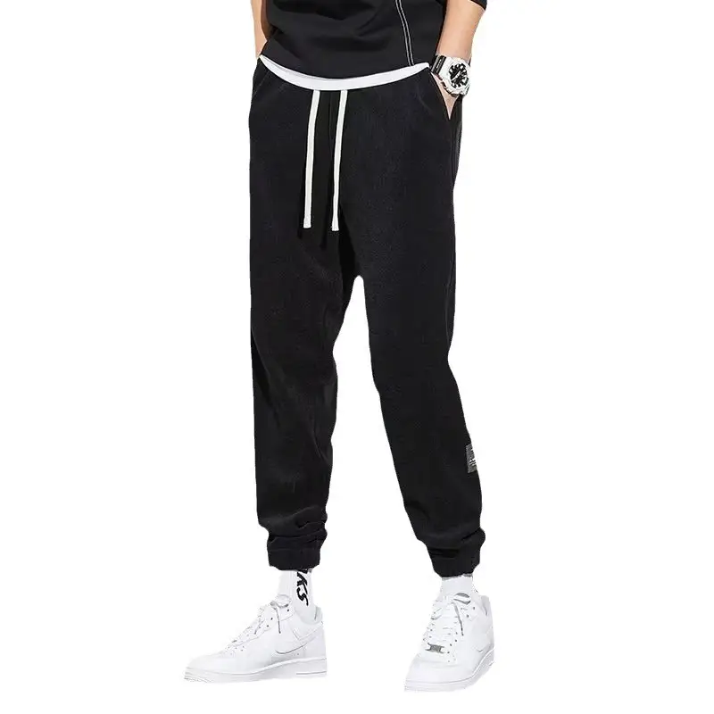 Men Velvet Warm Drawstring Pants Grey - Image 13