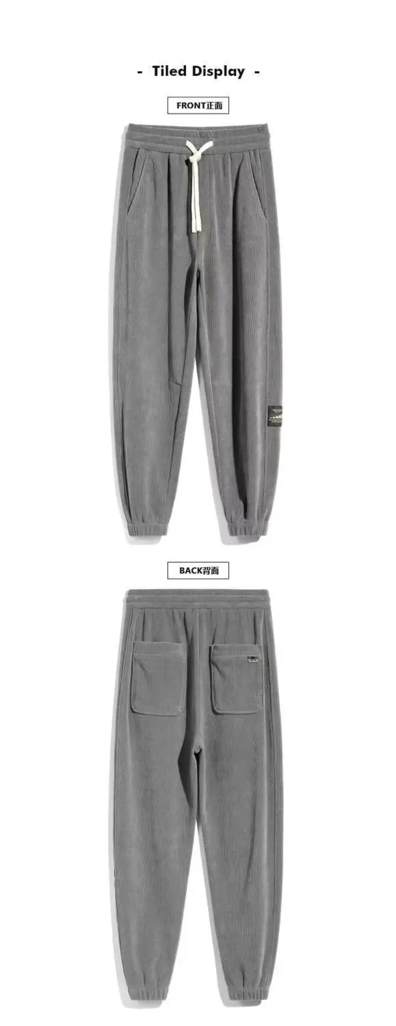 Men Velvet Warm Drawstring Pants Grey — feature 20