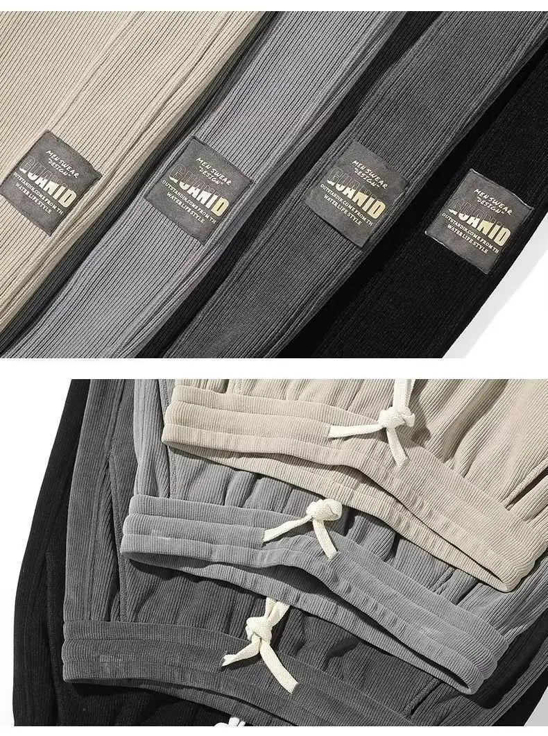 Men Velvet Warm Drawstring Pants Grey — feature 24