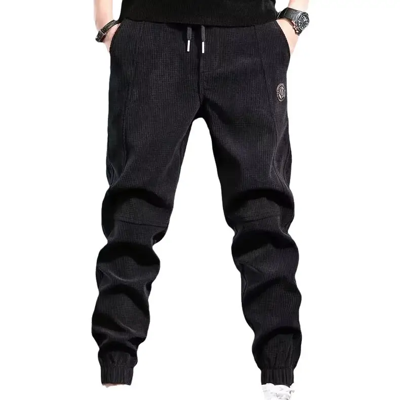 Men Black Fleece Casual Pants Warm Thick Sports Pants - Image 9
