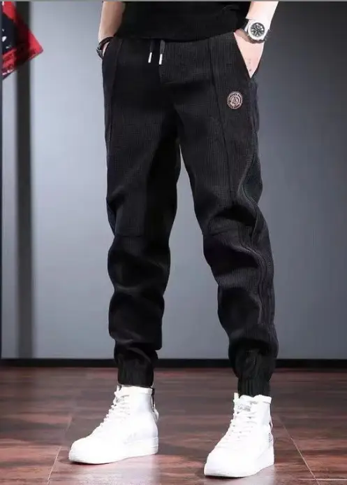 Men Black Fleece Casual Pants Warm Thick Sports Pants — feature 12